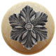 Opulent Flower Wood Knob, Antique Brass, Natural Wood Finish, Satin Nickel