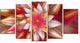 Huge Red Fractal Flower, Large Floral Canvas Art Print, 60"x32", 5 Panels