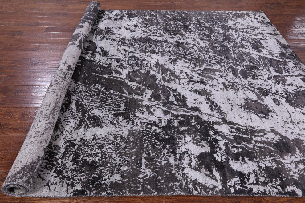 Handmade Abstract Wool and Silk Rug 7' 10" X 10' 1" Q9132