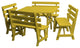 Pine 43" Square Table with Backed Benches, Canary Yellow
