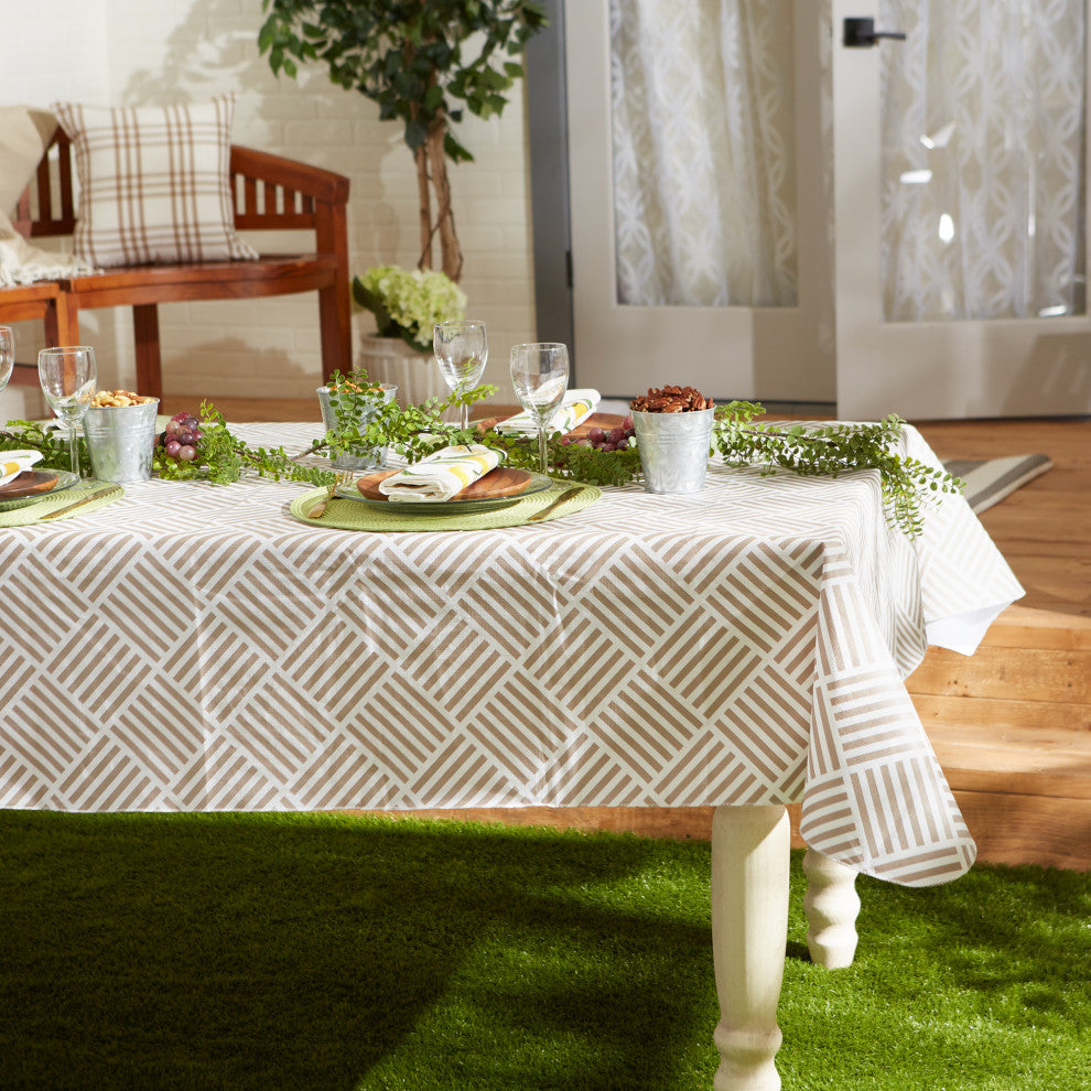 Stone Grid Vinyl Tablecloth 60x102