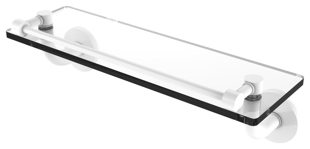Remi 16" Glass Vanity Shelf with Gallery Rail, Matte White