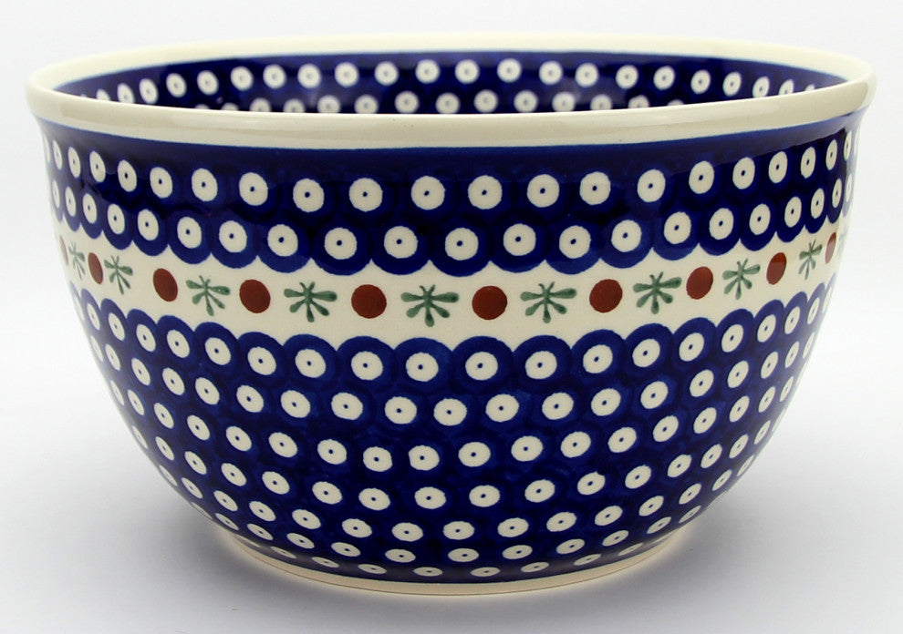 Polish Pottery Large Mixing Bowl 5 Qt.
