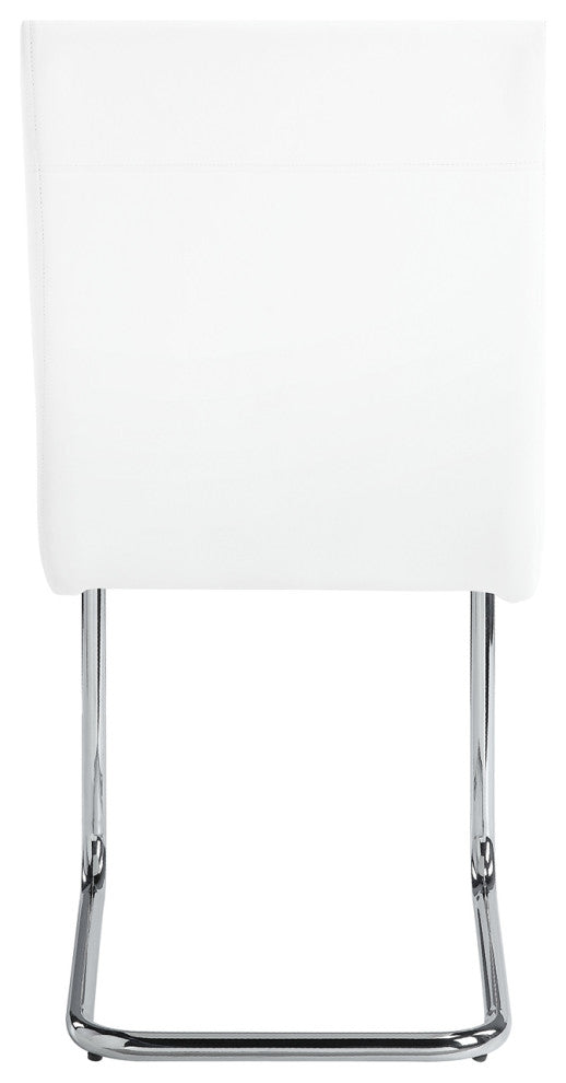 Dn00733 Side Chair, Set of 2, White Pu and Chrome Finish, Palton