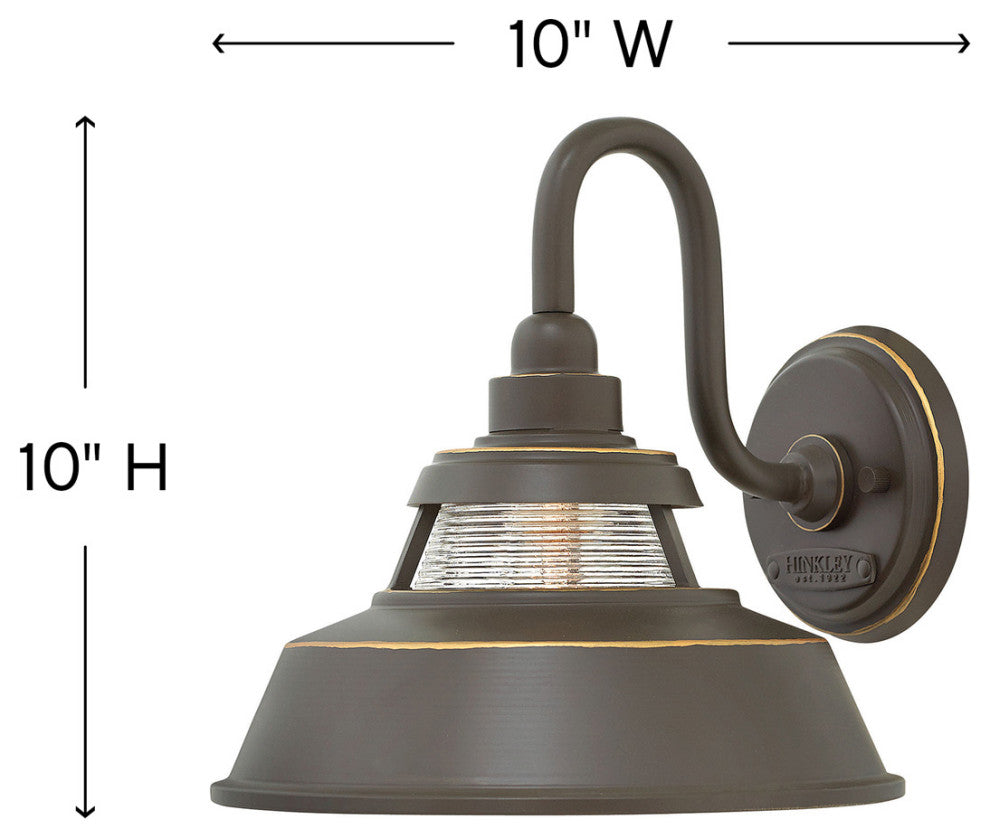 Hinkley 10" Troyer Medium Outdoor Wall Mount Sconce, Oil Rubbed Bronze