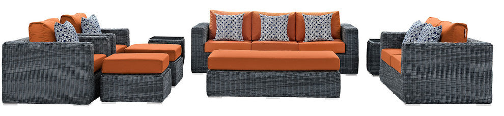 Canvas Tuscan Summon 9-Piece Outdoor Patio Sunbrella Sectional Set