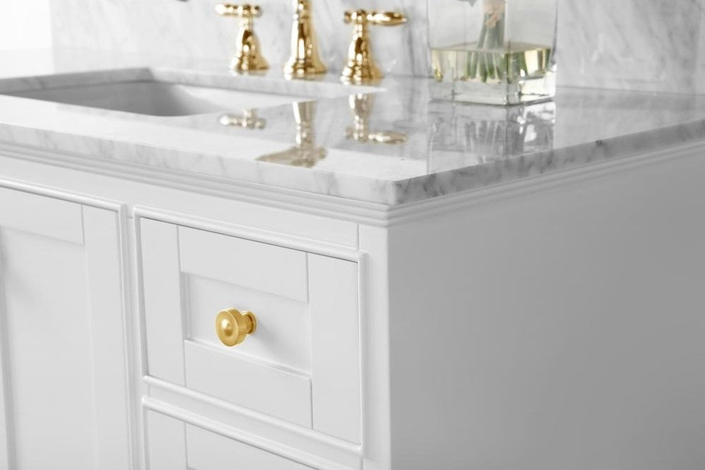 Audrey Vanity Set, White, 48", Gold Hardware, No Mirror
