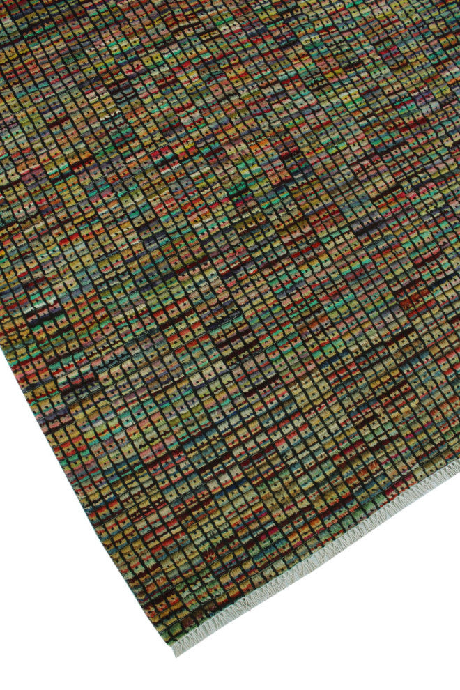 High-Low Chobi Albertyn Green Rug, 8'0x10'2