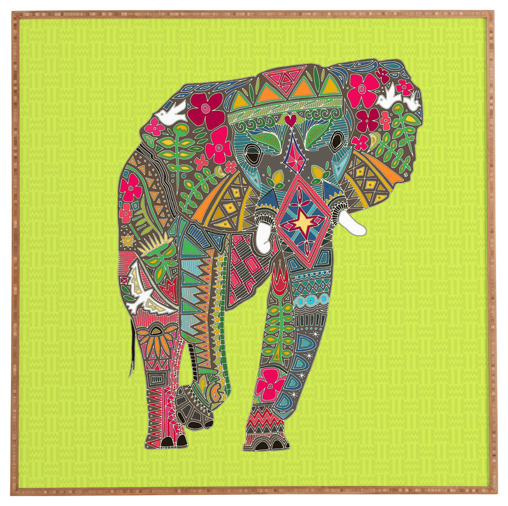 Deny Designs Sharon Turner Painted Elephant Chartreuse Framed Wall Art