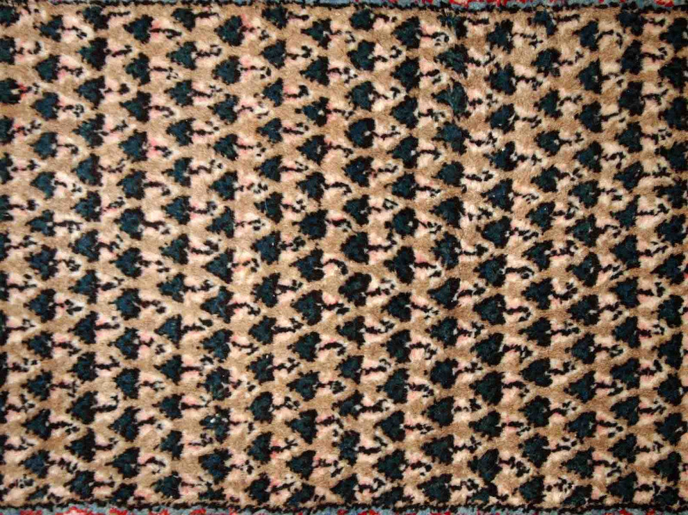 Handmade Vintage Indian Seraband Rug, 2.1'x4.1', 65cmx125cm 1970s