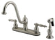 Double Handle 8" Centerset Kitchen Faucet with Brass Sprayer KB3118TLBS