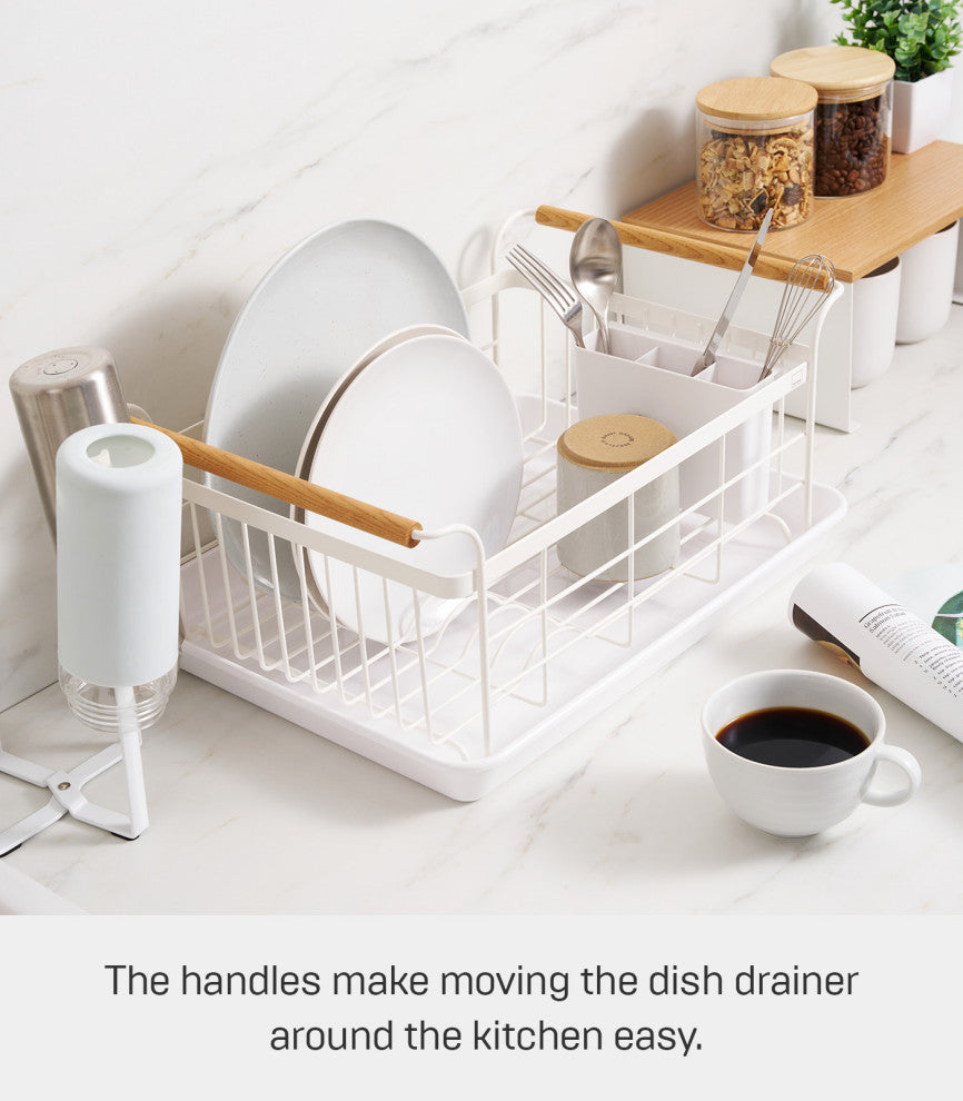 Yamazaki Home Dish Rack, Steel + Wood, Holds 22 lbs