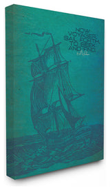Now Voyage Sail Forth Ship Illustration Stretched Canvas Wall Art, 24x30