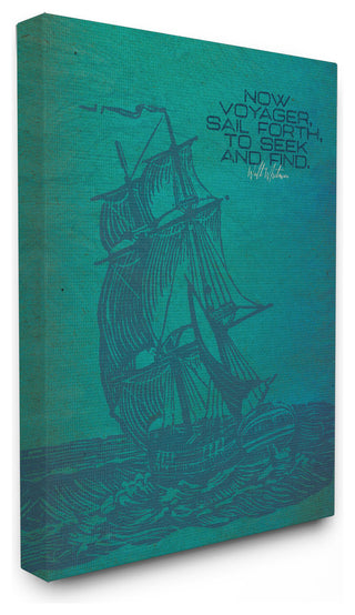 Now Voyage Sail Forth Ship Illustration Stretched Canvas Wall Art, 24x30
