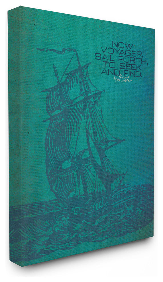 Now Voyage Sail Forth Ship Illustration Stretched Canvas Wall Art, 24x30