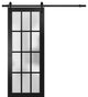 Barn Door 18 x 96, Felicia 3312 Matte Black Frosted Glass, 6.6' Rail