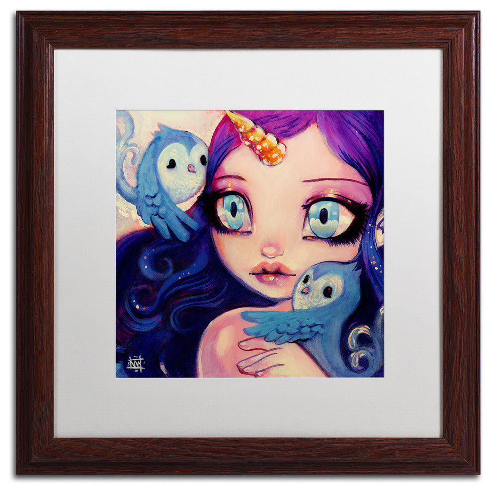 Natasha Wescoat 'A Little Birdy Told Me' Art, Wood Frame, White Mat, 16x16