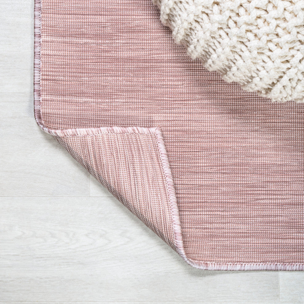 Ethan Modern Flatweave Solid, Pink, 9 X 12
