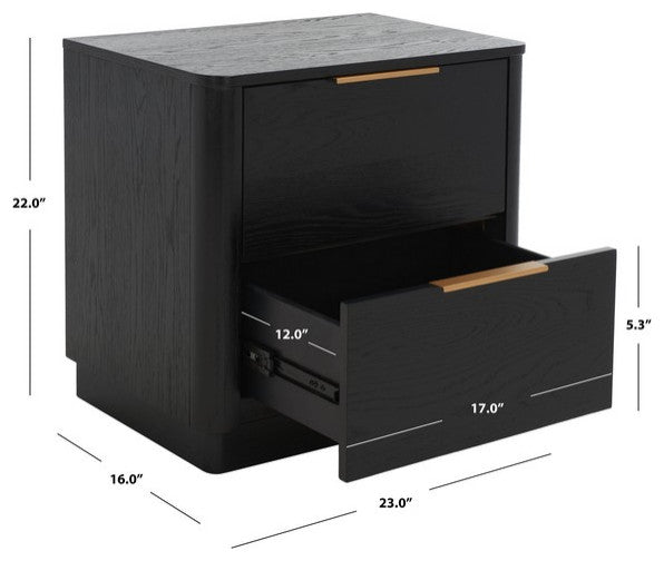 Safavieh Couture Gabrietta 2 Drawer Nightstand Black / Gold
