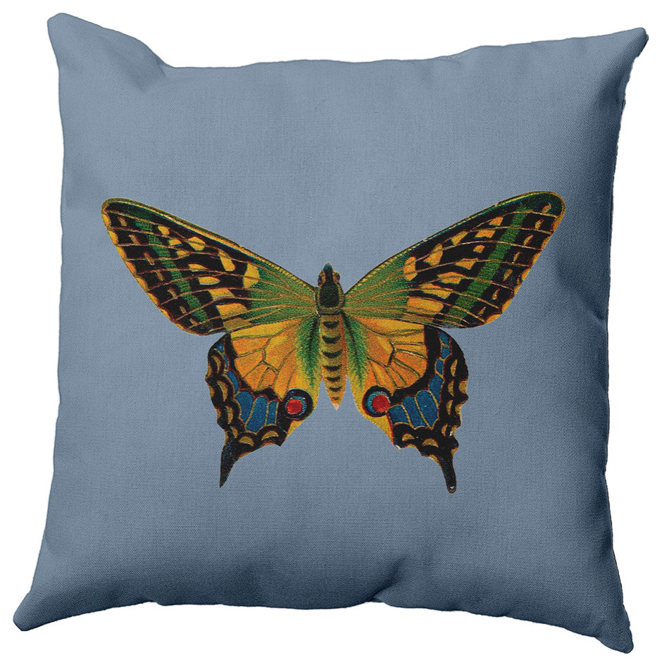 Colorful Swallowtail Polyester Indoor Pillow, Dusty Smoke Blue, 20"x20"