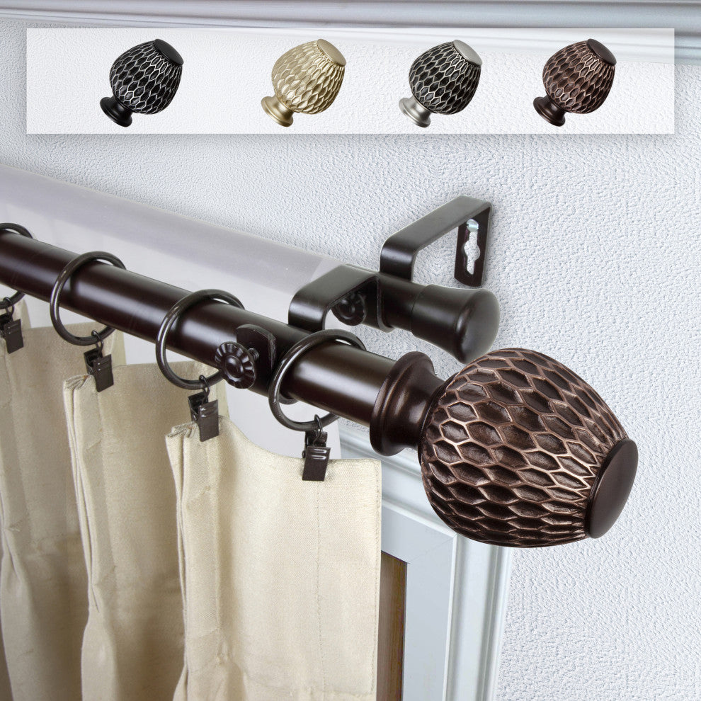 Telmo 1" Double Curtain Rod, Bronze, 28-48"