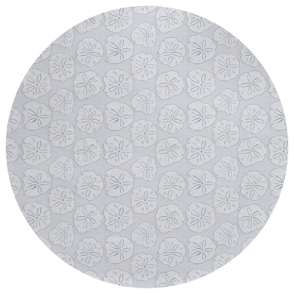 Indoor/Outdoor Seabreeze SZ10 Silver Machine Washable 8' x 8' Round Rug