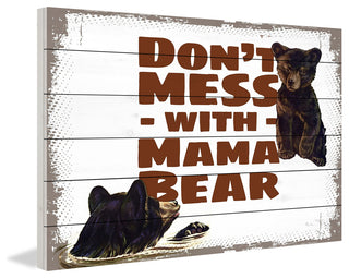 "Mama Bear" Painting Print on White Wood