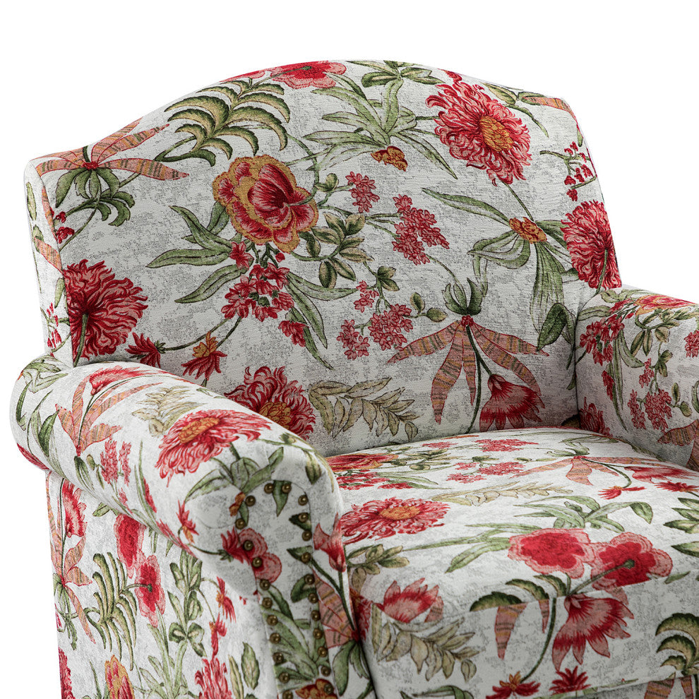 Comfy Armchair With Nailhead Trims Set of 2, Red