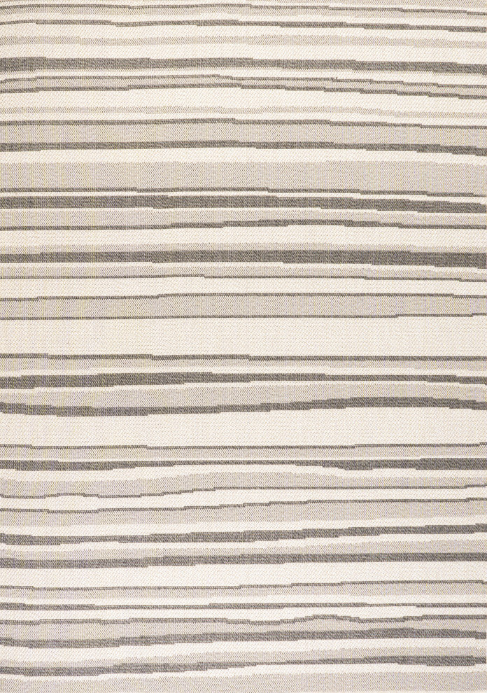 Castara Wavy Stripe Modern Indoor/Outdoor Area Rug, Cream/Dark Gray, 3x5