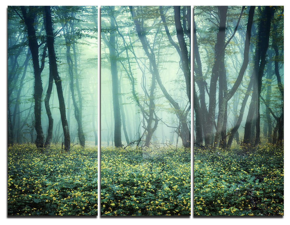 "Trail Through Foggy Forest" Photo Metal Wall Art, 3 Panels, 36"x28"