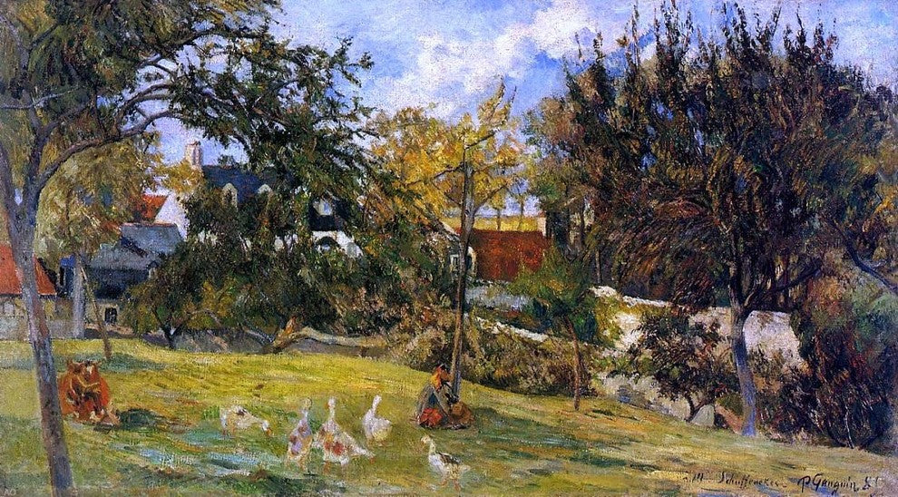 Paul Gauguin Geese in the Meadow, 15"x30" Gallery Wrapped Canvas Print
