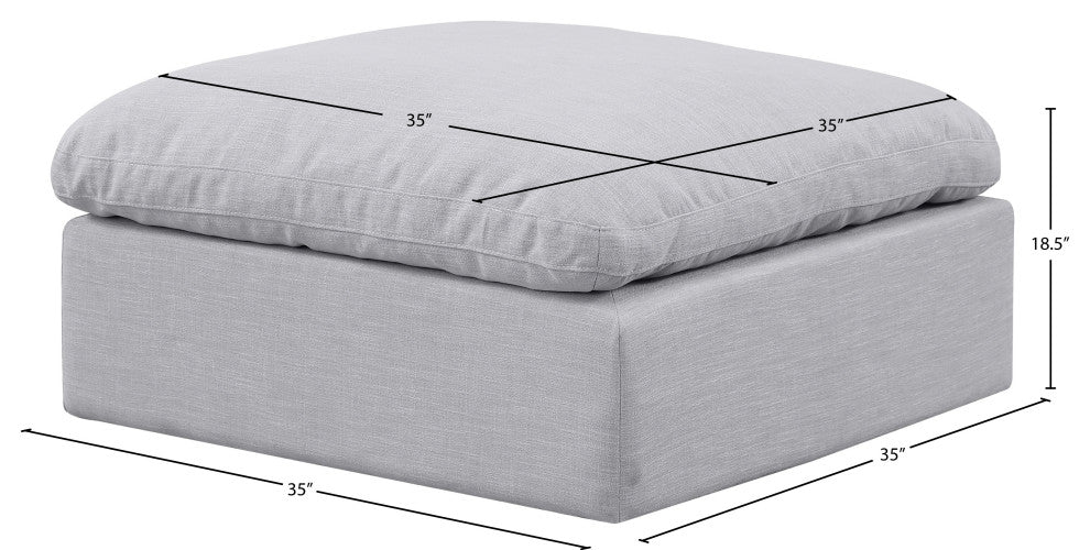 Indulge Upholstered Modular Chair, Grey, Down Stuffed Linen Textured Fabric, Ottoman