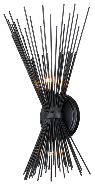 18" H 2-Light Black Starburst Wall Sconce Light