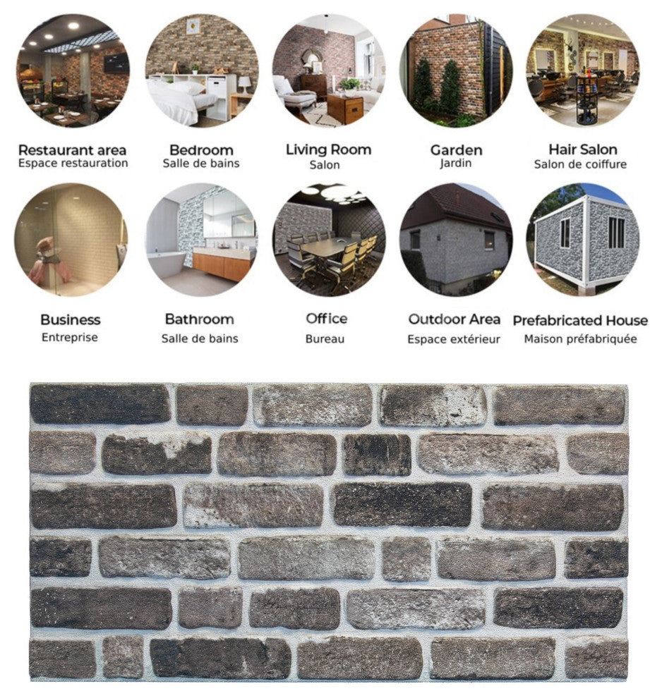 Faux Brick 3D Wall Panels, Gray Black, Sample 10x10"