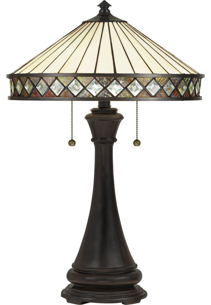 Quoizel TF5210TVB Two Light Table Lamp, Vintage Bronze Finish