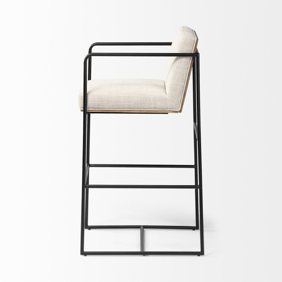 Beige Black Framed Counter Stool