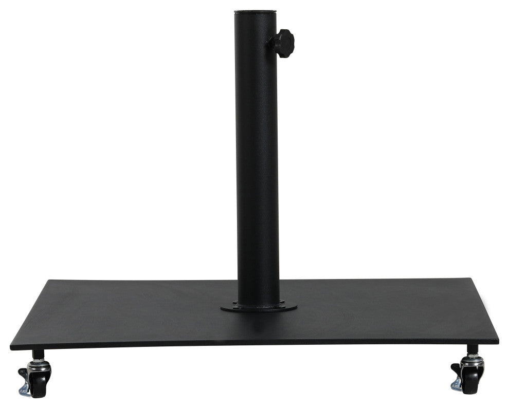 Fiji Patio Umbrella and Base, White, Matte White Pole, Matte Black Belize Base