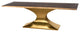 Praetorian 112-Inch Dining Table In Seared Oak And Brushed Gold Base