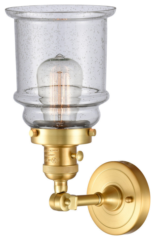 Canton Sconce With Switch, Satin Gold/Seedy