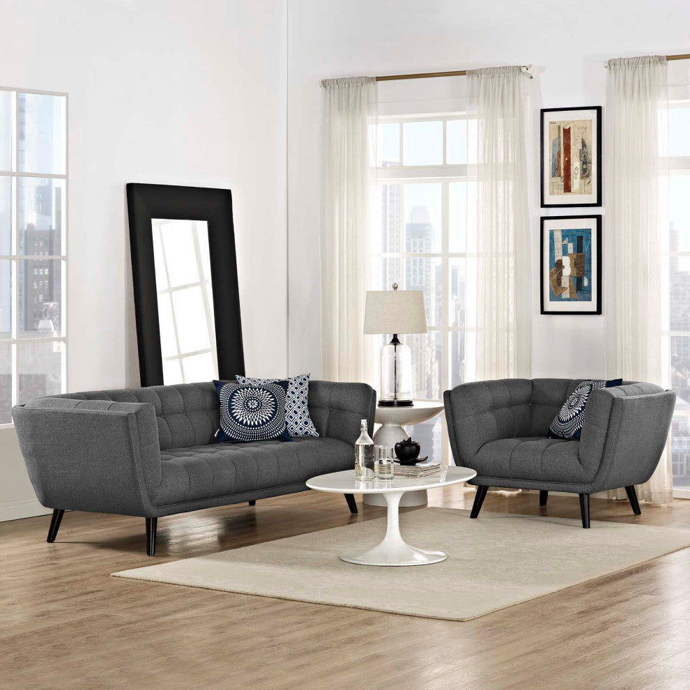 Bestow 2 Piece Upholstered Fabric Sofa And Armchair Set