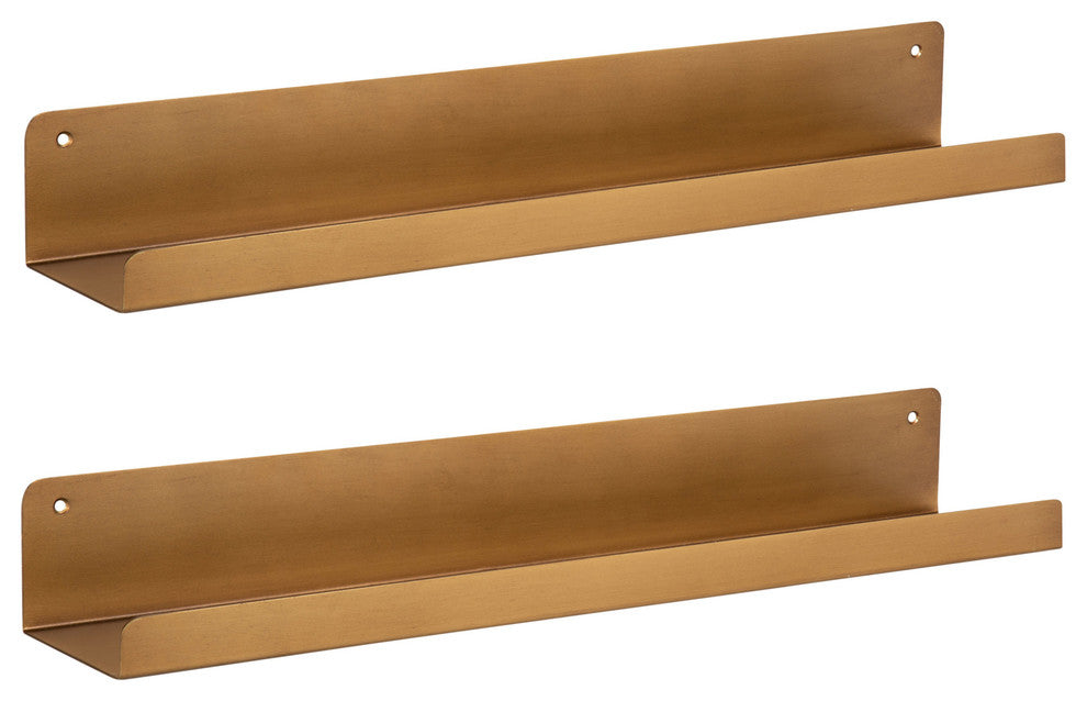 Mezzo Modern Metal Ledge Shelf Set, Gold