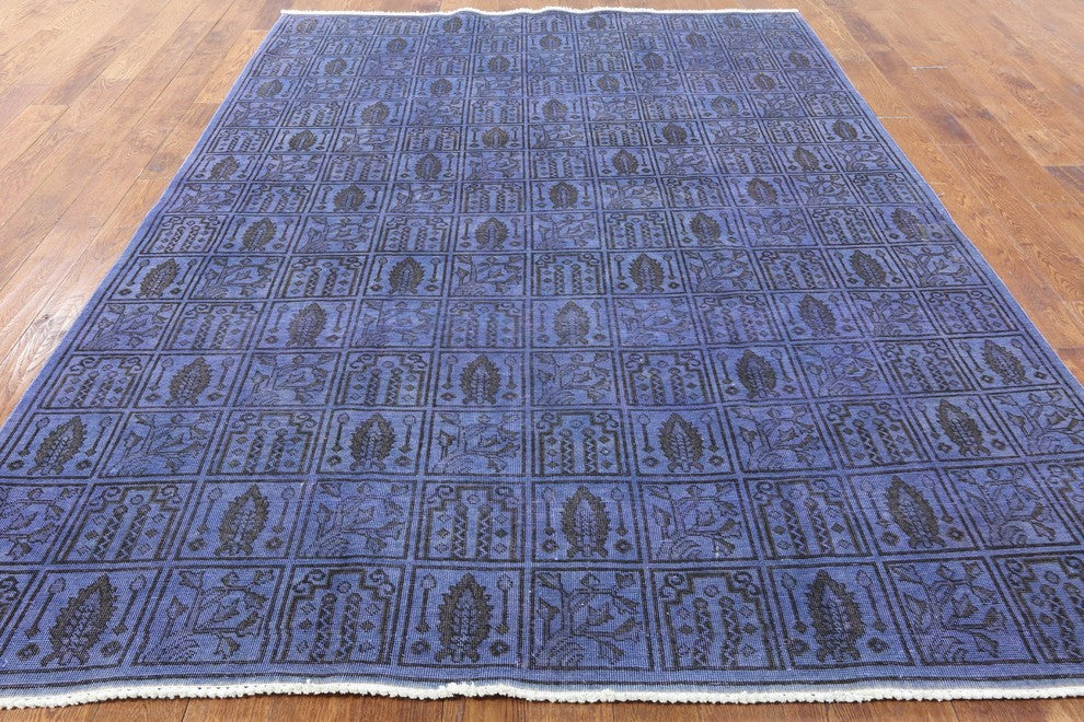 High Quality Purple Overdyed 7'x10' Oriental Hand Knotted Wool Area Rug