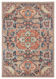 7"x10" Blue and Orange Tribal Area Rug