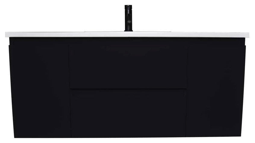 Salt 20Dx48" Floating Bathroom Vanity, Black With Acrylic Top