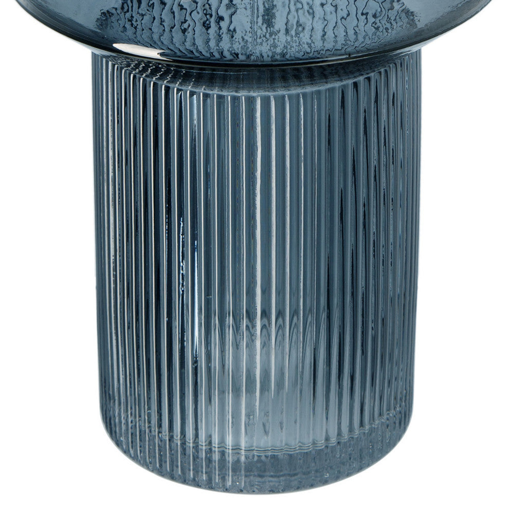 Benzara BM284992 2-Piece Set Glass Vases, Tall Cylinders, Smokey Blue/Clear