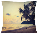 Silhouette Coconut Tree Seascape Throw Pillow, 18"x18"