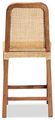 Caspia Modern Walnut Brown Finished Wood and Natural Rattan Counter Stool