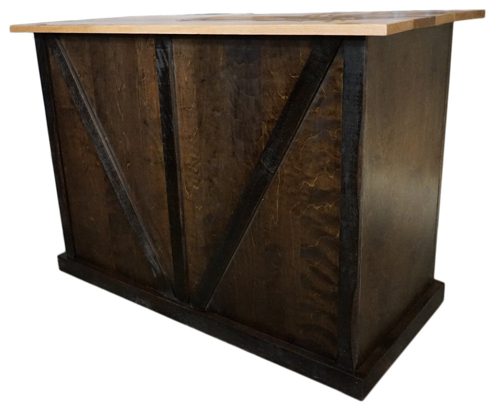 Farmhouse / Barn Style Kitchen Island, Dark Brown