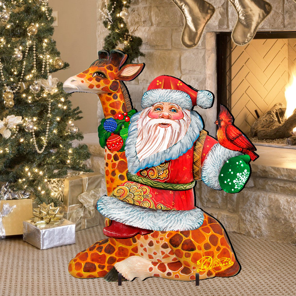 Santa On Giraffe Free Standing