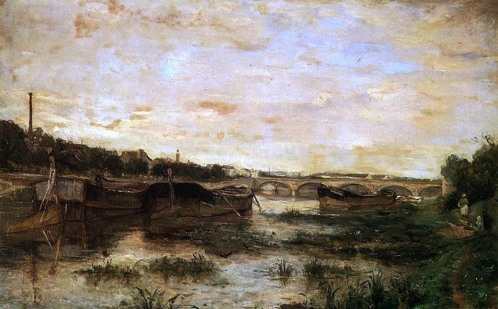 Berthe Morisot The Seine below the Pont d'Lena Gallery Wrapped Canvas Print